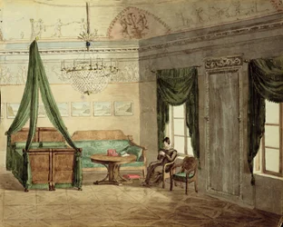 Quarto de dormir neoclássico, 1819 (wc on paper)