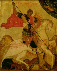 São Jorge matando o dragão (tempera no painel)