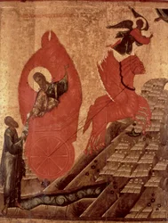 A Ascensão de Elias, ícone, Escola Pskov, c.1650 (têmpera no painel)