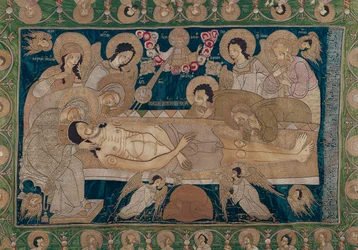O Entombment, Escola de Moscou, 1678 (seda bordada)