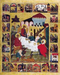 A Trindade do Antigo Testamento com cenas de Gênesis, c1580.