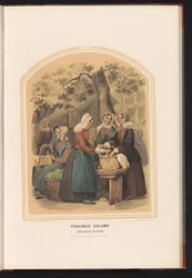 Traje de Schouwen e Duiveland em Zeeland, 1857
Província de Zeeland. Schouwen e Duiveland / XXVII (título sobre o objecto)