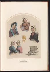 Traje tradicional de Schouwen e Duiveland na Zelândia, 1857 Província da Zelândia. Schouwen en Duiveland / XXVIII (título no objeto)