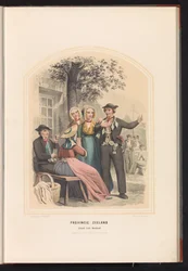 Traje tradicional de South Beveland na Zelândia, 1857 Província da Zelândia. Ilha de Zuid-Beveland / XIX (título no objeto)