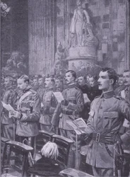 Voluntários imperiais da cidade em St Pauls, ilustração fromAfter Pretoria: The Guerilla War, 1902