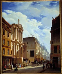 Vista da rue Saint Honore e da igreja Saint Roch em Paris em 1840 (óleo sobre tela)