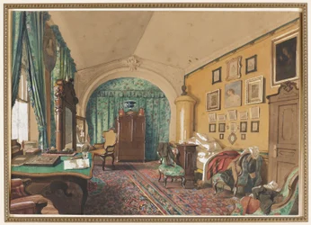 Interior da sala de estar de um homem