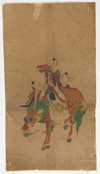 Daoísta Imortal em um Kilin e dois atendentes, final de 1800.