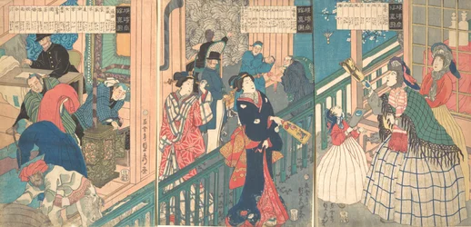 Uma visão verdadeira de uma casa de comércio de um comerciante de Yokohama, 1º mês, 1861.
