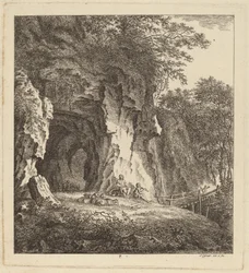 Dois pastores em uma paisagem rochosa, 1764.