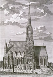Vista da Catedral de Santo Estevão, Viena, gravada por George-Daniel Heumann (1691-1759)