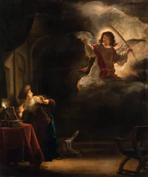 A Anunciação - Peinture de Salomon Koninck (1609-1656) - 1655 - Óleo sobre tela - 72,5x61,5 - Hallwylska Museet, Estocolmo
