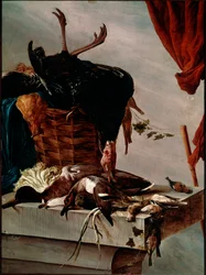 Still Life with Turkey Painting de Salomon Van Ruysdael ou Ruisdael (1600-1670) 1661 Dim. 112x85 cm Paris, Musee du Louvre
