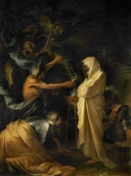 A sombra de Samuel aparecendo a Saul junto da feiticeira de Endor