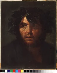 "Retrato de um homem com uma coroa de louros" Pintura de Salvator (Salvatore) Rosa (1615-1673) Museu de Arte Estatal M. Ciurlionis, Kaunas