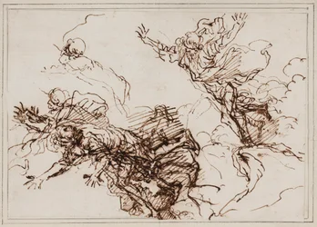 Estudos para a morte de Empédocles, após 1666 (caneta, tinta marrom)
