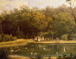 Lagoa de peixes em Real Bosco (Royal Wood) de Portici, de Salvatore Fergola (1799-1877)