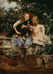 Três amigos, por Salvatore Postiglione (1861-1906), óleo sobre tela, 53,5x38 cm