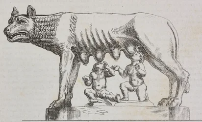 Capitólio, estátua de bronze, Roma, Lácio, Itália, litografia de Salvatore Puglia de Poliorama Pittoresco, n 25, 25 de Janeiro