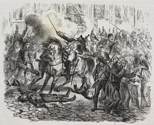 Insurreição de Madrid, litografia de Salvatore Puglia de História de Napoleão de Cesare Malpica (1804-1848) de Poliorama Pittoresco, n 47, 1 de Julho