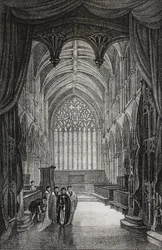 Interior da Catedral de Carlisle, Reino Unido, litografia de Salvatore Puglia de Poliorama Pittoresco, n 25, 25 de Janeiro
