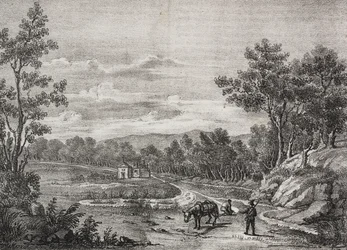 Nascentes de água mineral na floresta de Acerra, Campania, Itália, litografia de Salvatore Puglia de Poliorama Pittoresco, n 5, 7 de Setembro