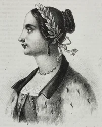 Retrato de Laura Bassi Veratti (1711-1778), física e académica italiana, litografia de Salvatore Puglia de Poliorama Pittoresco, n 4, 4 de Setembro