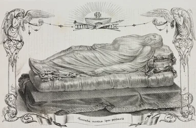 Cristo velado por Giuseppe Sanmartino (cerca de 1720-1793), Cappella Sansevero, Nápoles, Campânia, Itália, litografia de Salvatore Puglia de Poliorama Pittoresco, n 33, 26 de Março