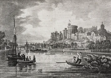 Vista do Castelo de Windsor, Inglaterra, Reino Unido, litografia de Salvatore Puglia de Poliorama Pittoresco, n 32, 15 de Março