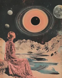 Mulher a contemplar o cosmos