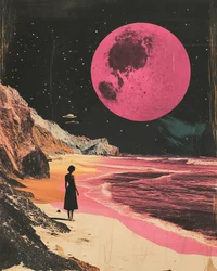 Mulher sob a Lua Rosa