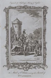 A Dama de Orleães recebendo a Espada de Santa Catarina (gravura)