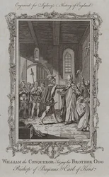 Guilherme, o Conquistador Apreendendo seu Irmão Odo Bispo de Bayeux e Conde de Kent (gravura)