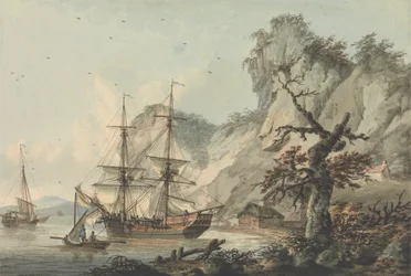 Navio mercante ao largo da costa