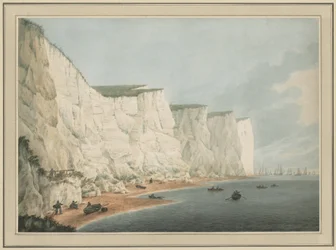 A frota ao largo da costa, Beachy Head, c.1790-1805 (aguarela com desenho a grafite)