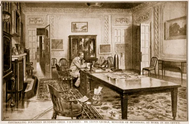Controlando 14 fábricas da Shell: Sr. Lloyd George, Ministro das Munições, no Trabalho, 1914-19
