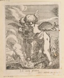 Twee putti blussen fakkels
Vis unita unita fortior (título sobre o objecto)
Diversos ontwerpen (título da série)
Opera Varia Historica, Poetica & Iconologica (título da série)
