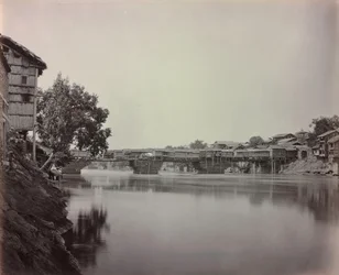 Ponte das lojas, Srinagar, Caxemira, 1864.