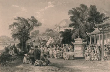 Procissão de casamento no Blue-cloud Creek, Chin-keang-foo, c1843-1858.