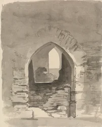 Uma Entrada em Arco num Edifício em Ruínas