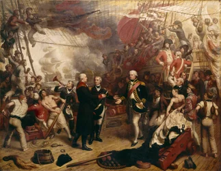 O almirante Duncan recebe a espada do almirante holandês de Winter na batalha de Camperdown