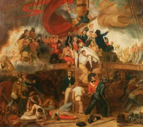 A morte de Nelson na Batalha de Trafalgar, 21 de outubro de 1805