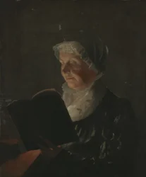 À luz de velas, c.1820 (óleo sobre tela montado em madeira)