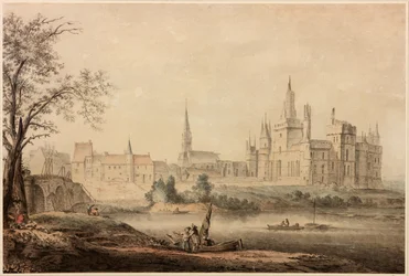 Um castelo francês, 1770 (caneta e tinta e wc no papel)
