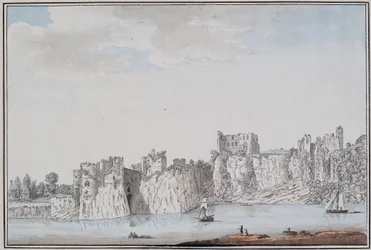 Castelo de Chepstow (tinta e aguarela sobre papel)