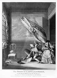 A dama francesa em Londres ou o vestido de cabeça do ano 1771, impresso para S. Sledge, 1771