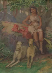 Figura com Dois Cães de Caça