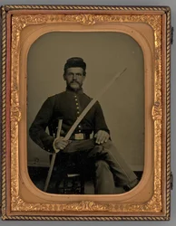 Retrato sem título de um soldado sentado com sabre, 1862.