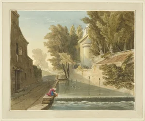 Edifício erguido na Reitoria de Westbury, mostrando o Rio Trym