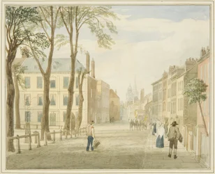 Mansion House, Queen Square (lápis e aquarela sobre papel)